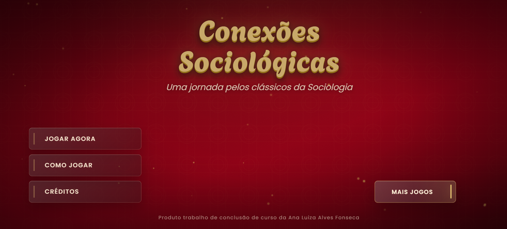Captura de tela do jogo web Conexões Sociológicas